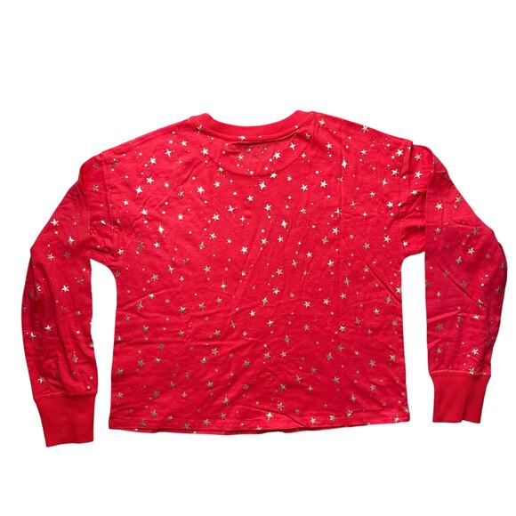 Candace Cameron Bure Longsleeve Red Top with Foil Star Print Size XS - Picture 3 of 5